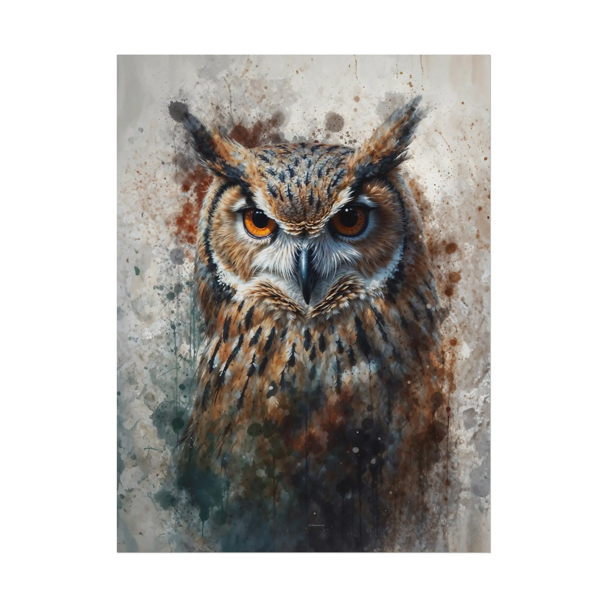 Textured Watercolor Matte Posters -  Watercolor Owl Illustration
