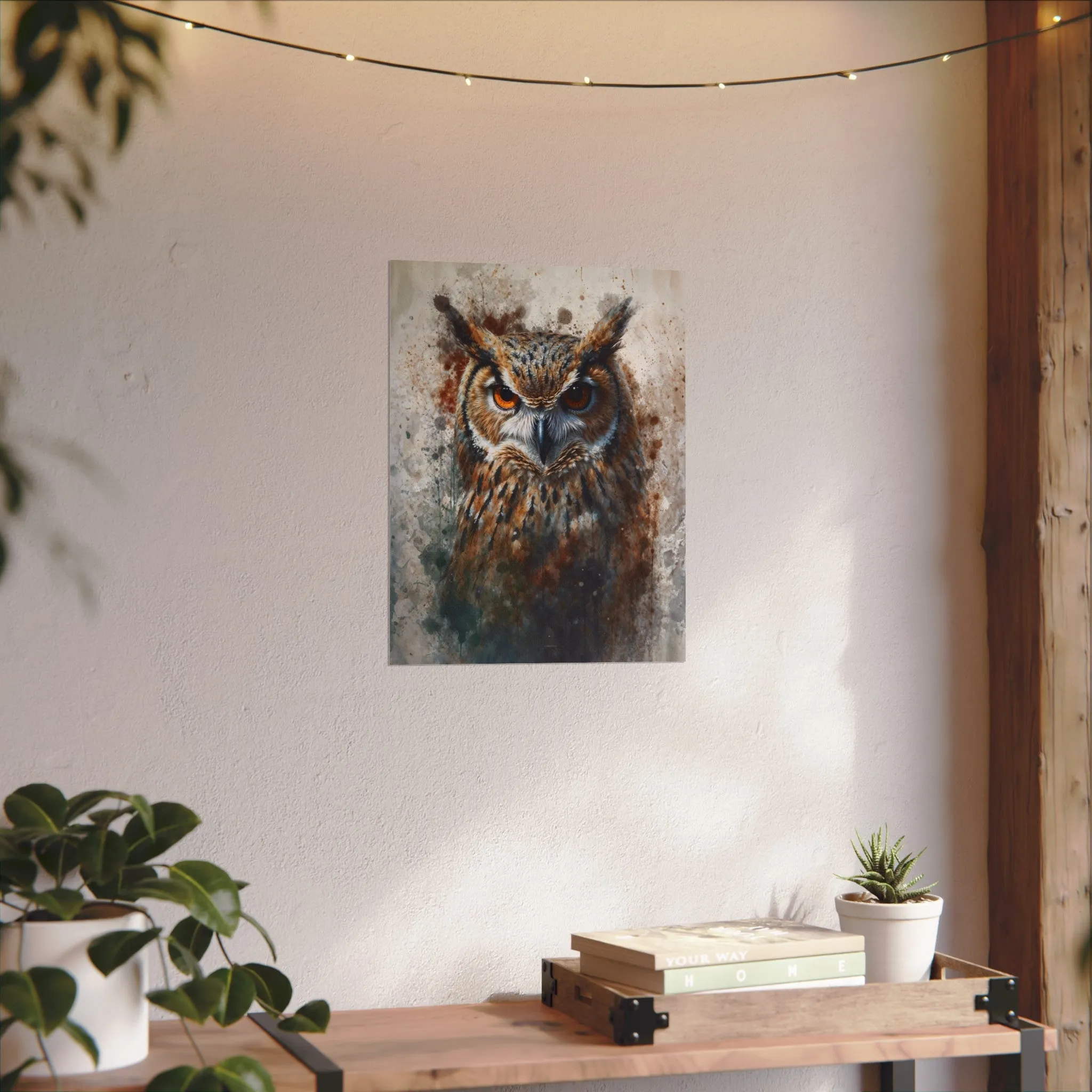 Textured Watercolor Matte Posters -  Watercolor Owl Illustration
