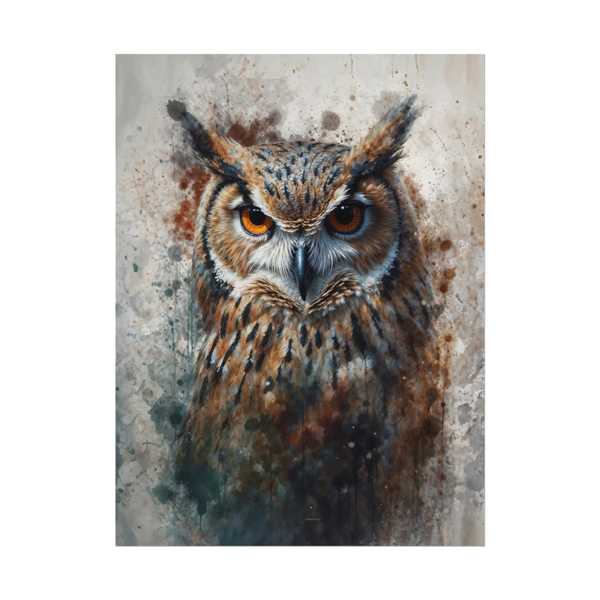Textured Watercolor Matte Posters -  Watercolor Owl Illustration