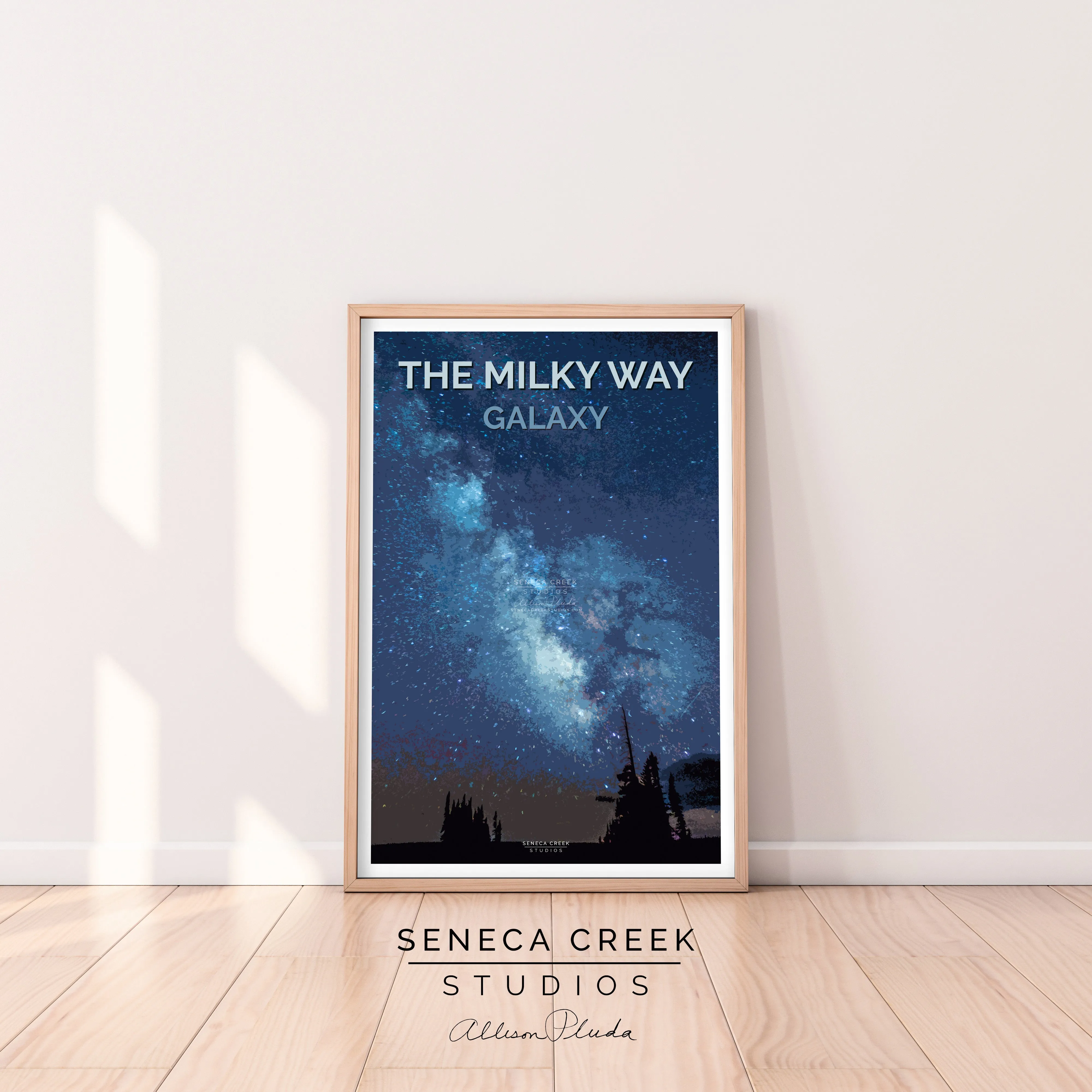“The Milky Way Galaxy, Dark Night Sky Stars” 12x18 High Quality Vintage Poster Art Print - Original Artwork