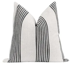 Throw Pillow Cover - White with Black Stripes - Layali
