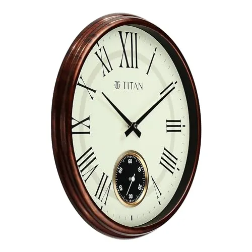 Titan Classic Sub-Second Wall Clock - Wood Finish