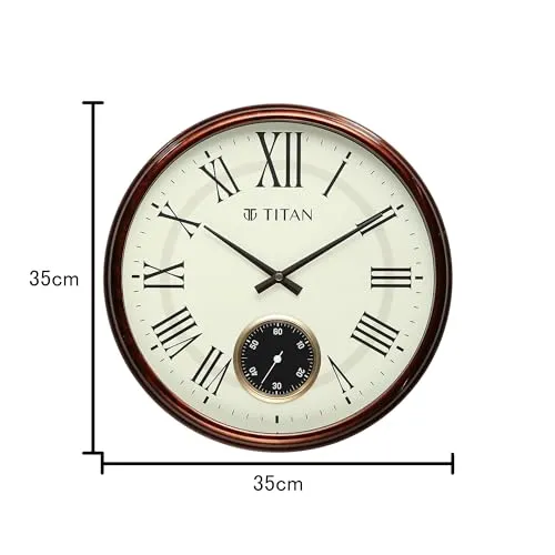Titan Classic Sub-Second Wall Clock - Wood Finish