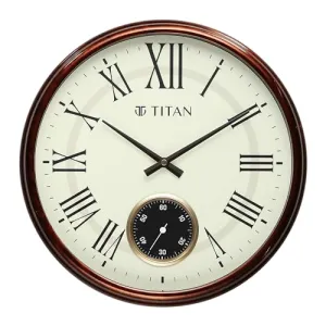 Titan Classic Sub-Second Wall Clock - Wood Finish