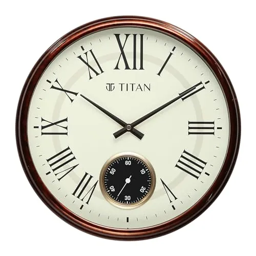 Titan Classic Sub-Second Wall Clock - Wood Finish