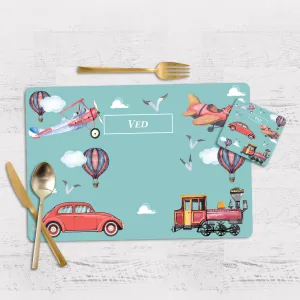 Transport Tableware Set (kids) (4 Placemats & 4 Casters)