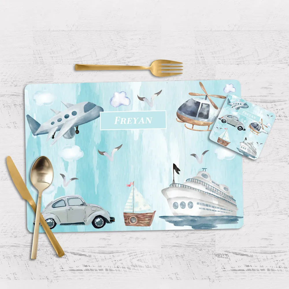 Transport Tableware Set (kids) (4 Placemats & 4 Casters)