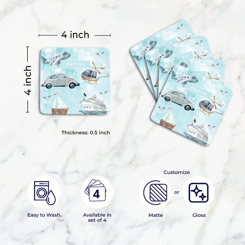 Transport Tableware Set (kids) (4 Placemats & 4 Casters)