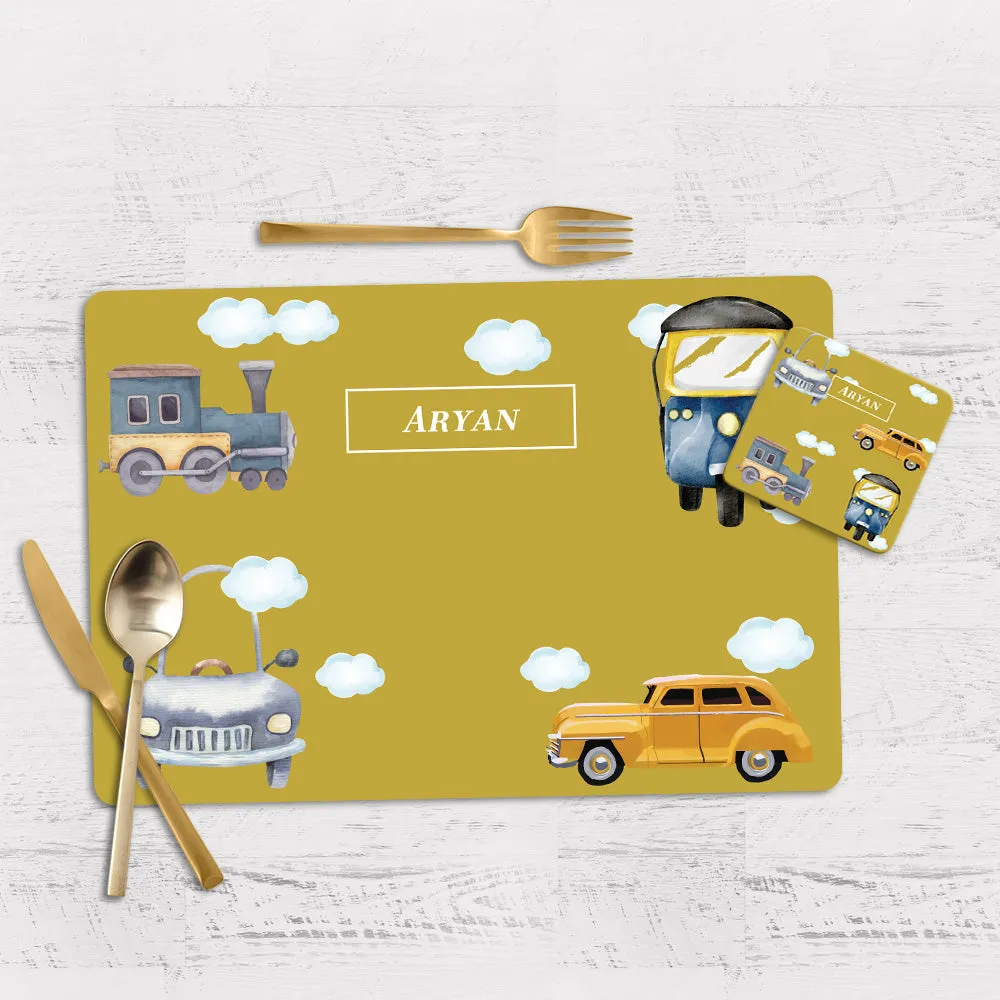 Transport Tableware Set (kids) (4 Placemats & 4 Casters)