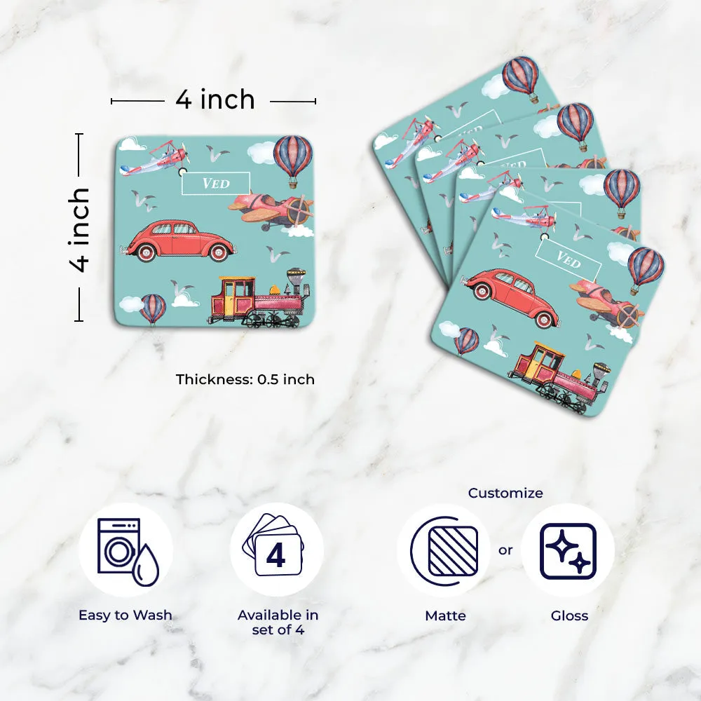 Transport Tableware Set (kids) (4 Placemats & 4 Casters)