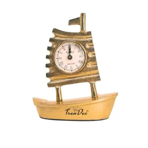 TrenDec Boat Desk Clock Aluminum Base | Adornment for Birthday New Year | Table Clock, Stylish Analog Antique Desk Clock | Ideal for Students & Kids Bedroom, Vintage Décor for Home & Office