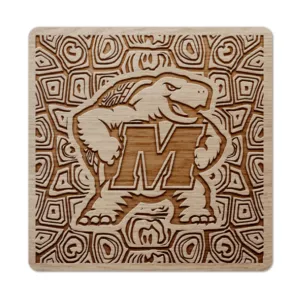 Turtle Shell Pattern w/ Testudo Logo / Wooden Coaster