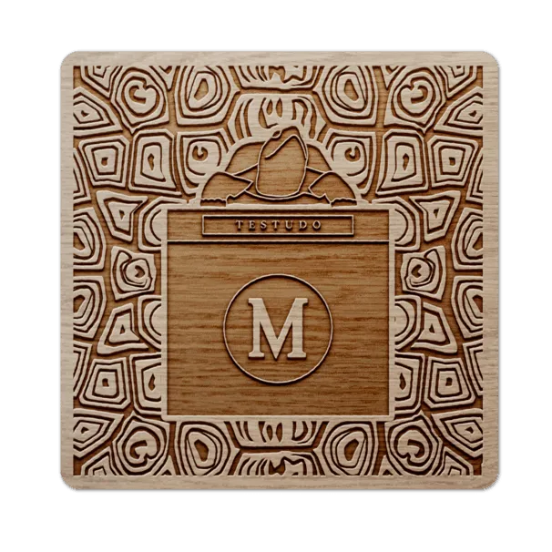 Turtle Shell Pattern w/ Testudo Statue / Wooden Coaster