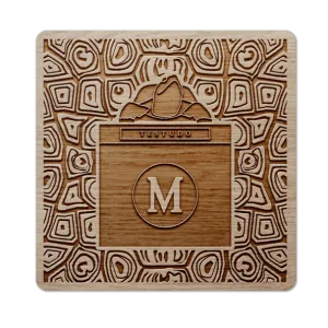 Turtle Shell Pattern w/ Testudo Statue / Wooden Coaster