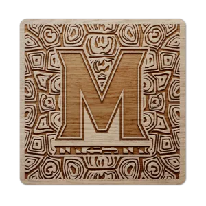 Turtle Shell Pattern w/ UMD "M" LOGO / Wooden Coaster