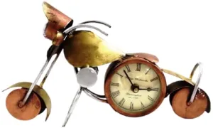 Vandana's Collection Scrupulously Designer Bike Clock Made of Metal Size LWH 4x27x17 Cm Color Gold Wt 440 gm Require 1 AA Battery Delicately Decorated with Hand
