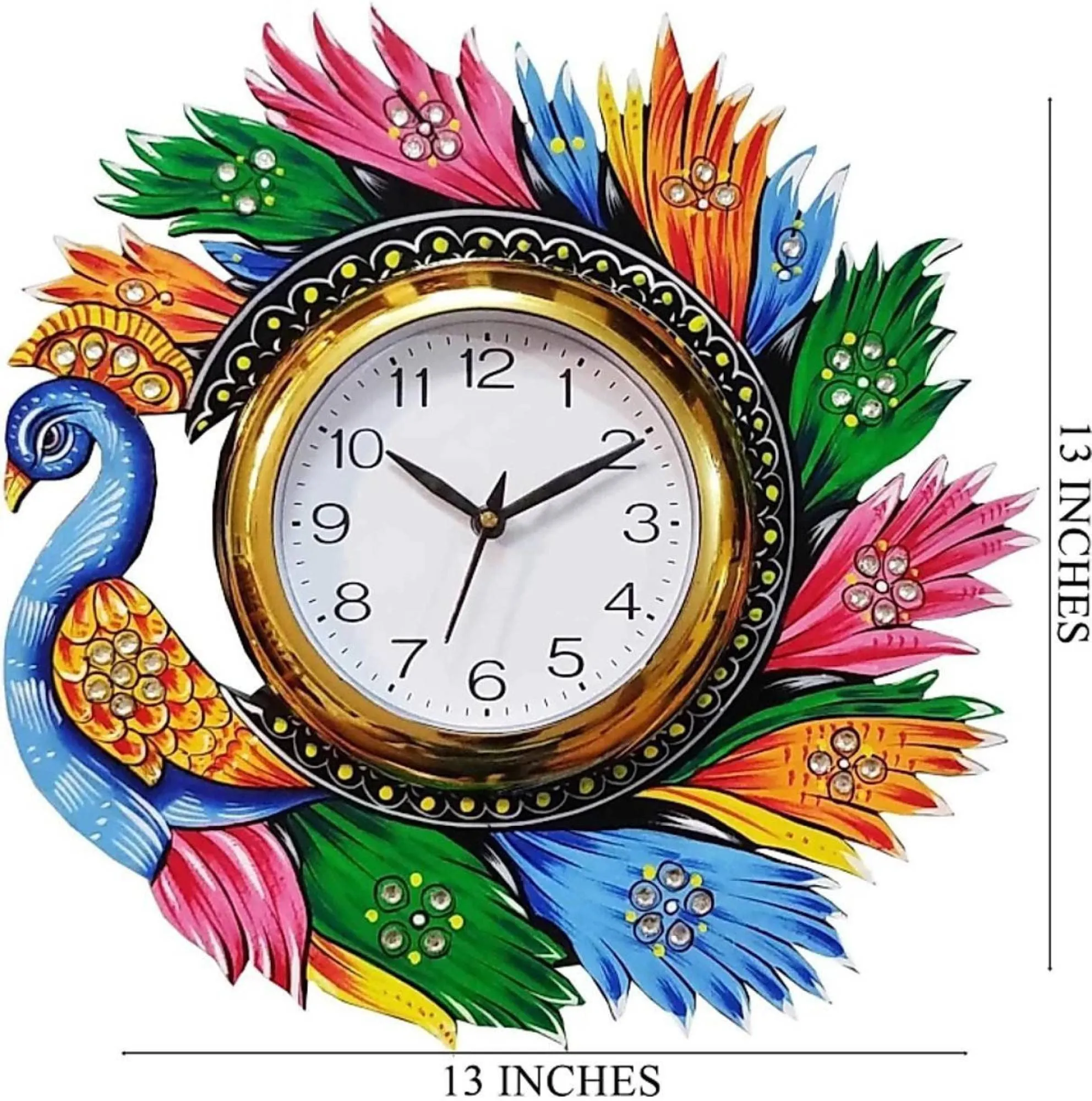 VASTVA Antique Designer Wooden 13 Inch Wall Clock for Home, Living Room, and Office Fancy Big Size-WC-511
