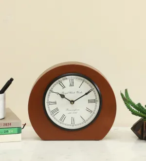 vedas Karan Silent Non Ticking Small Clock Battery Operated, Simply Design, for Bedroon, Bedside, Desk I Wooden | Antique | Vintage | Desk Clock (Size 9 x 8.5 Inches) (Battery not Included)