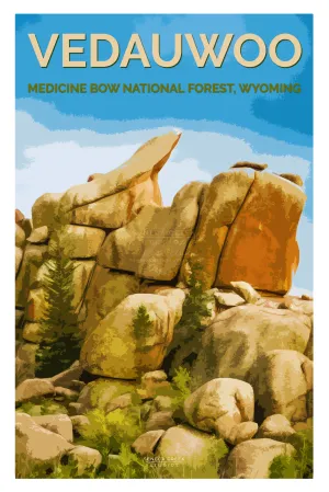 “Vedawuoo, Medicine Bow National Forest” 12x18 High Quality Vintage Poster Art Print - Original Artwork