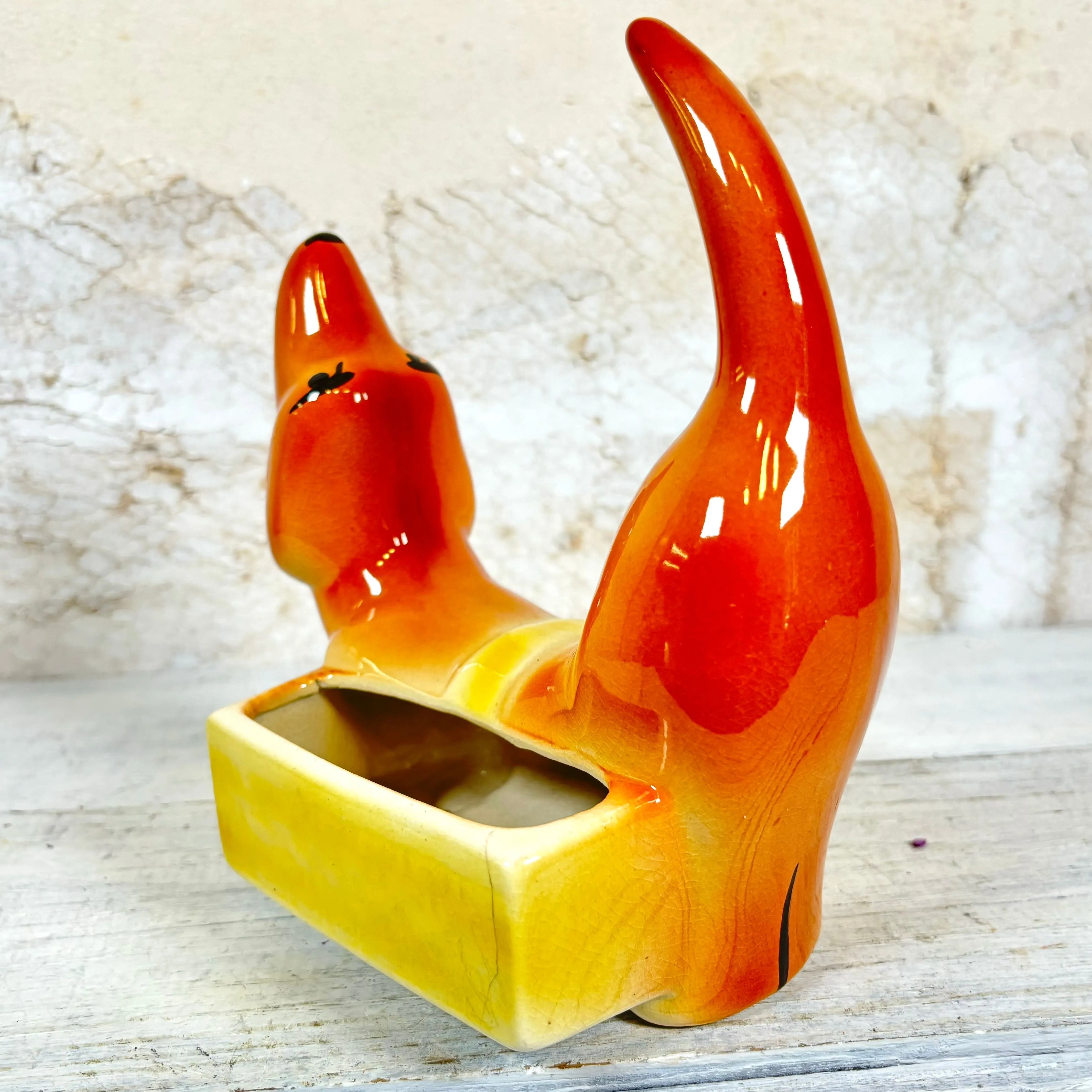 Vintage Dachshund Dog Planter/ Soap Holder