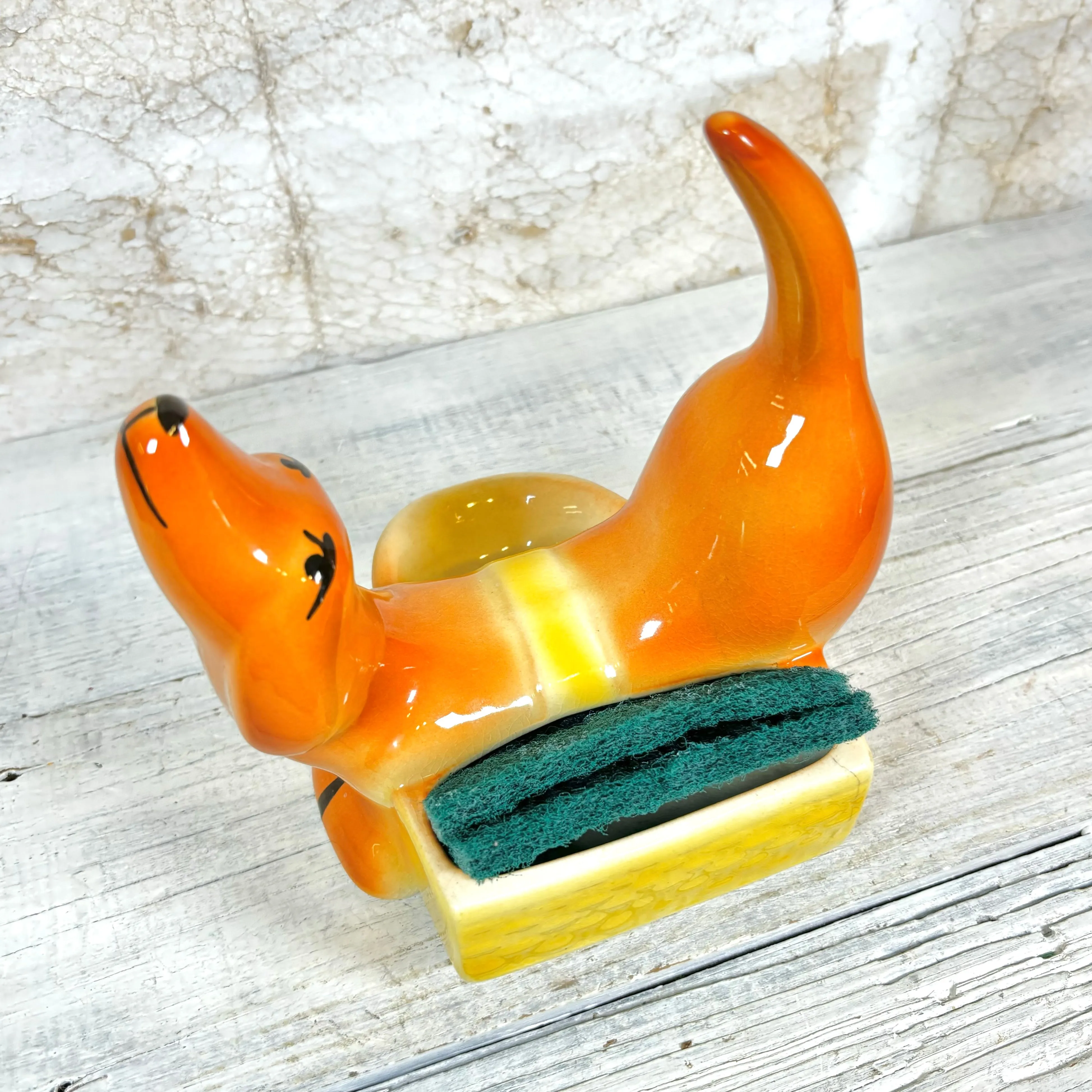 Vintage Dachshund Dog Planter/ Soap Holder
