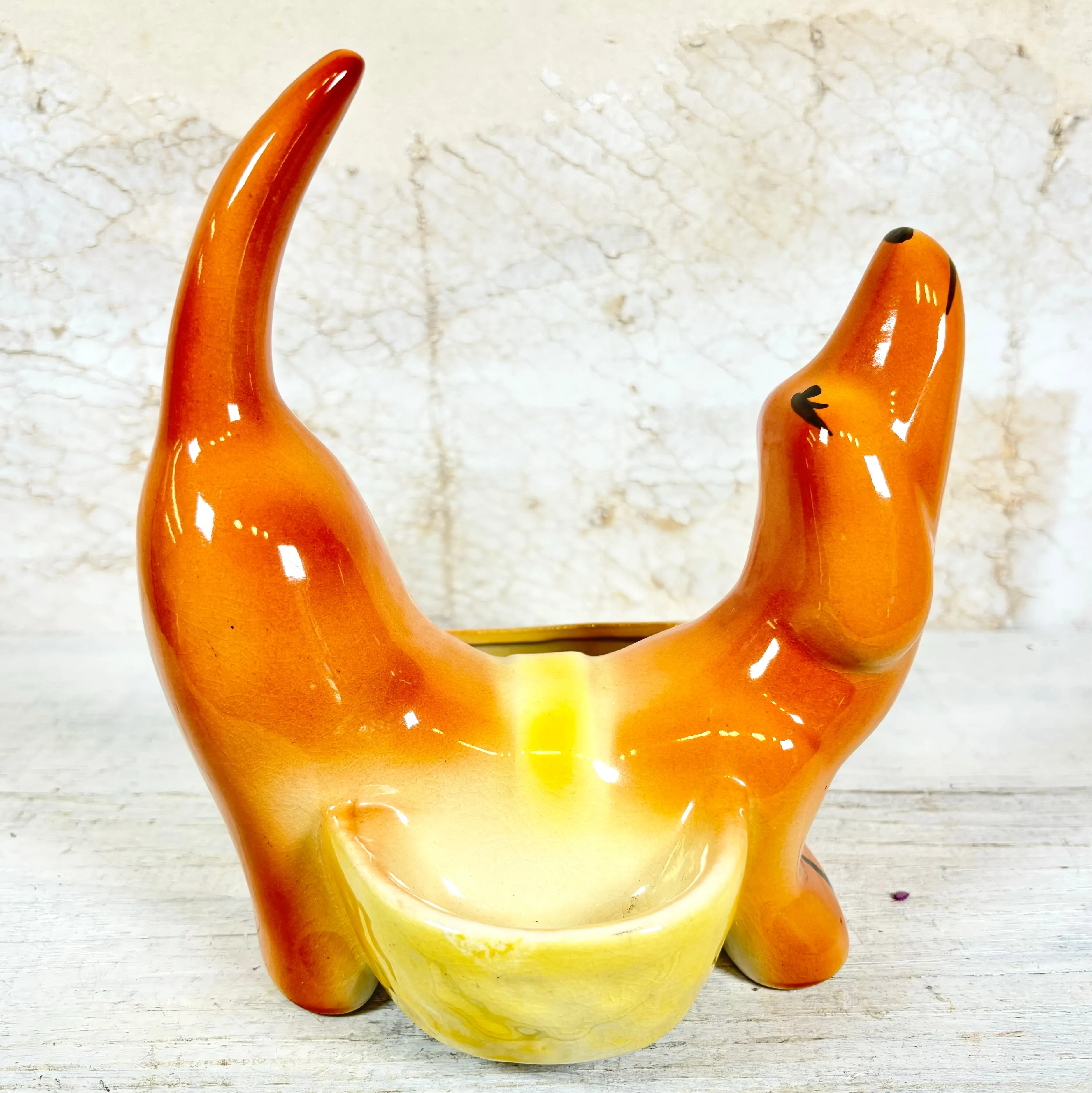 Vintage Dachshund Dog Planter/ Soap Holder