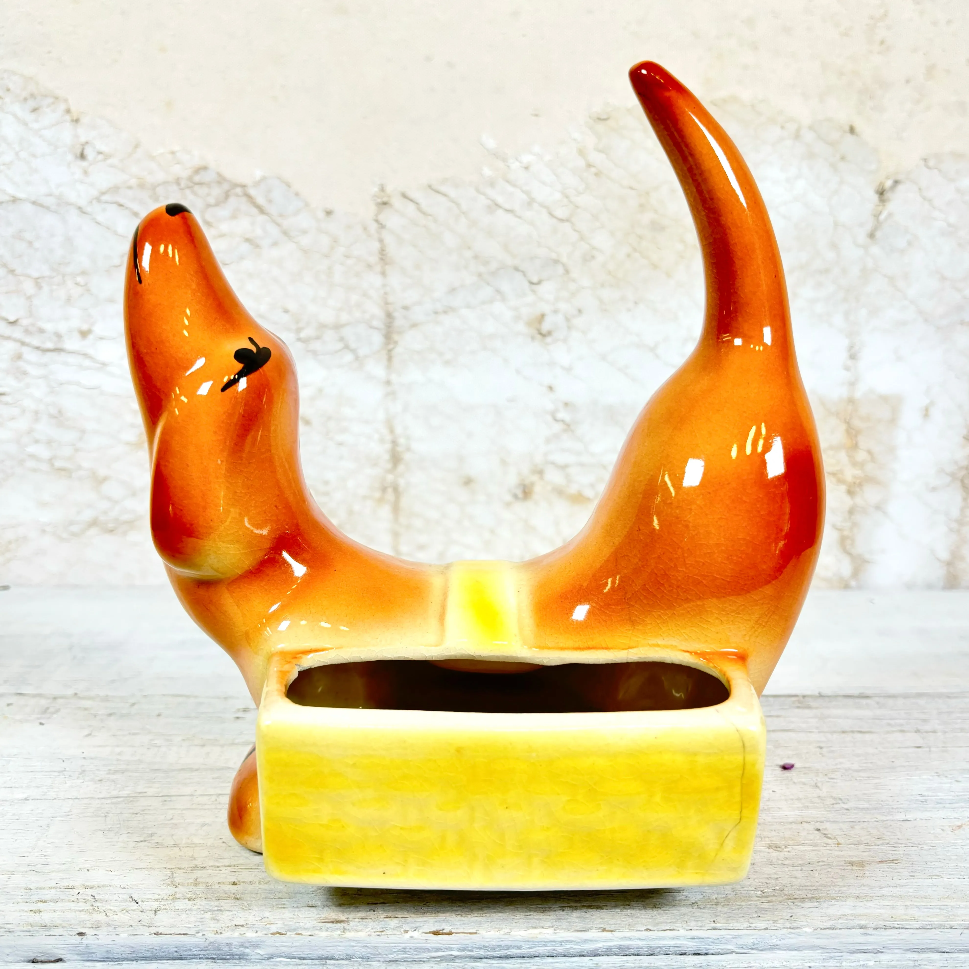 Vintage Dachshund Dog Planter/ Soap Holder