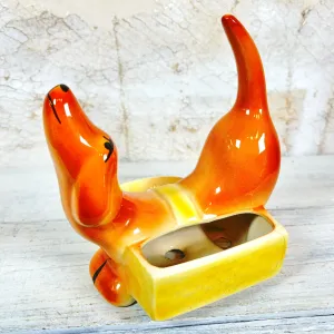 Vintage Dachshund Dog Planter/ Soap Holder