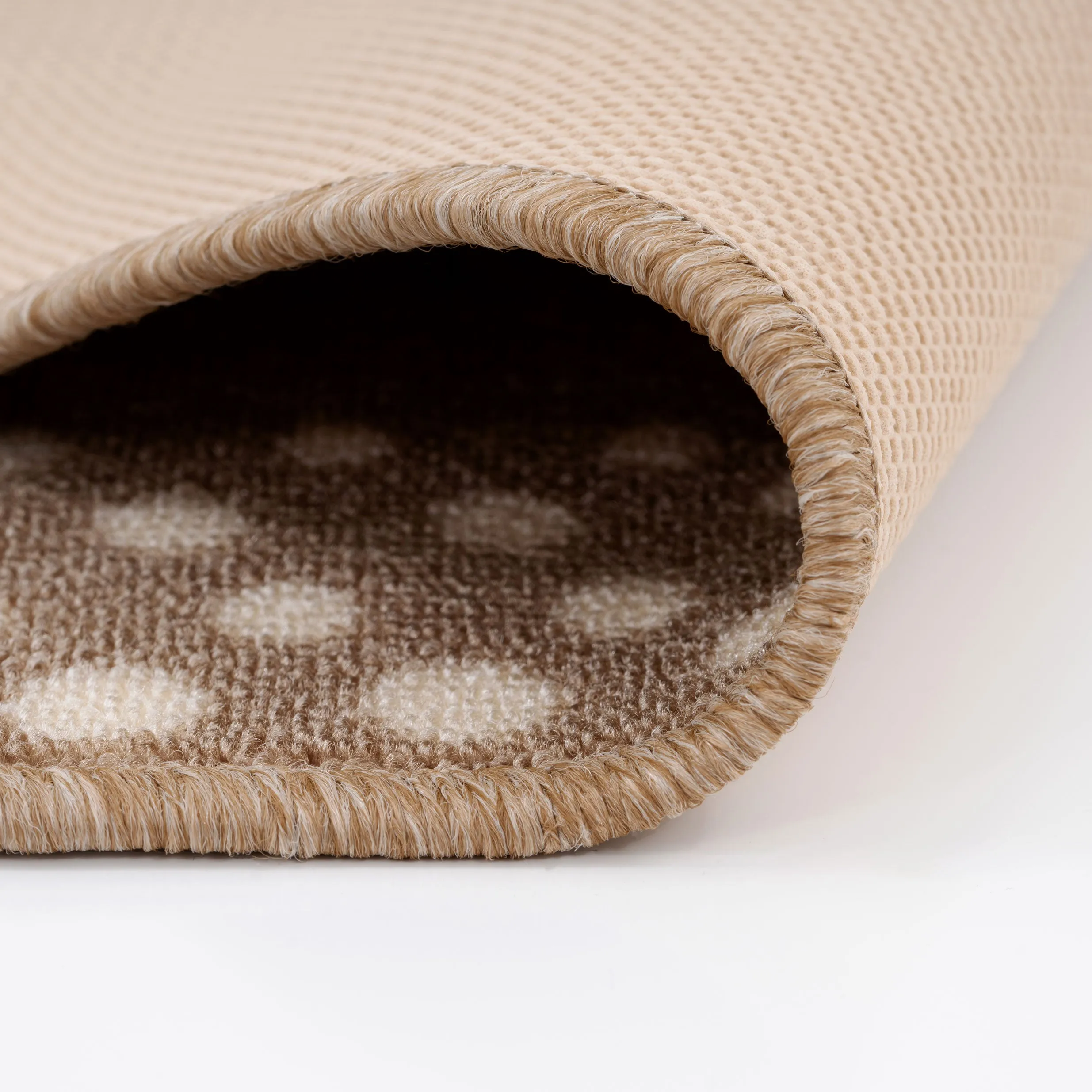 Washable Beige Polka Border Mat
