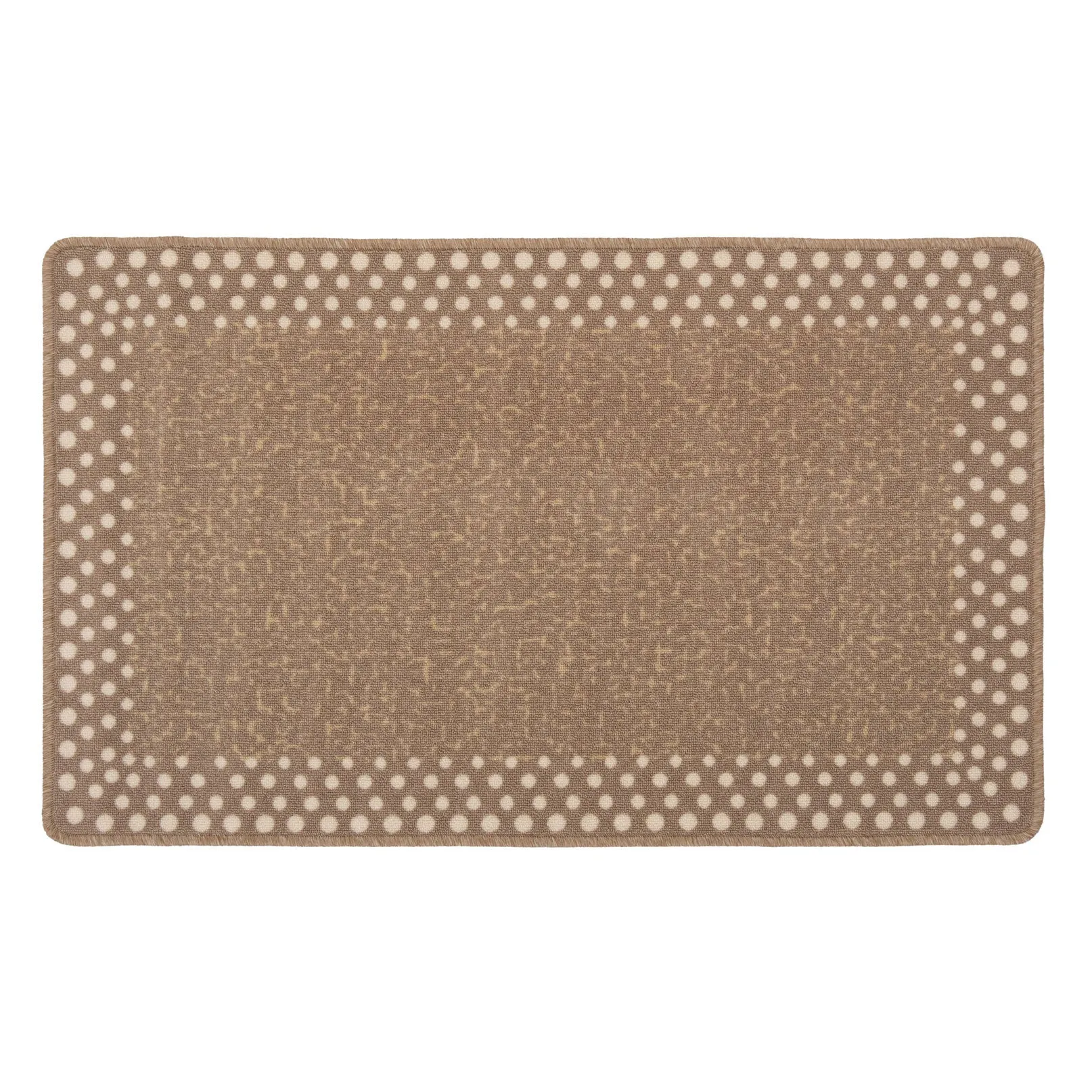Washable Beige Polka Border Mat