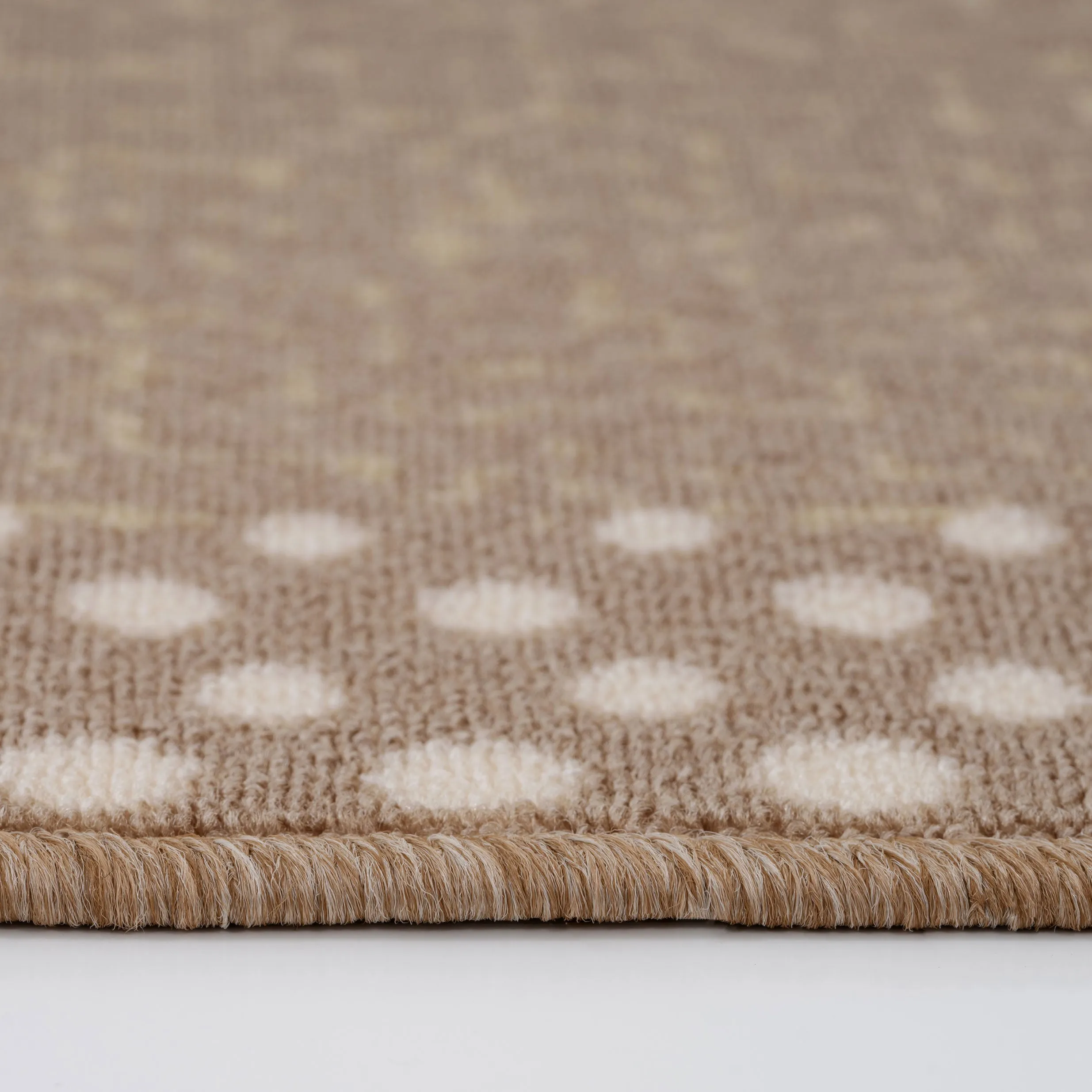 Washable Beige Polka Border Mat