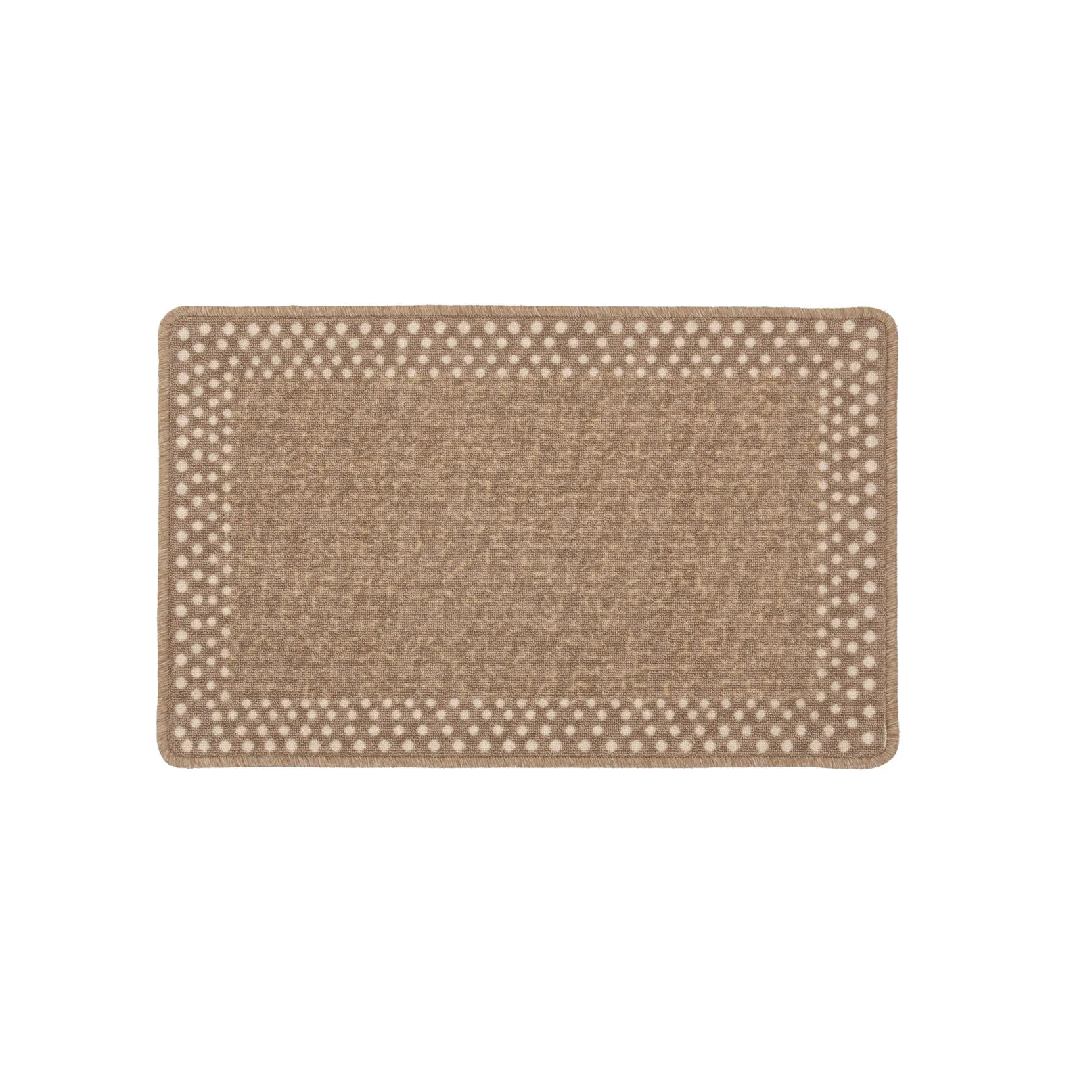 Washable Beige Polka Border Mat