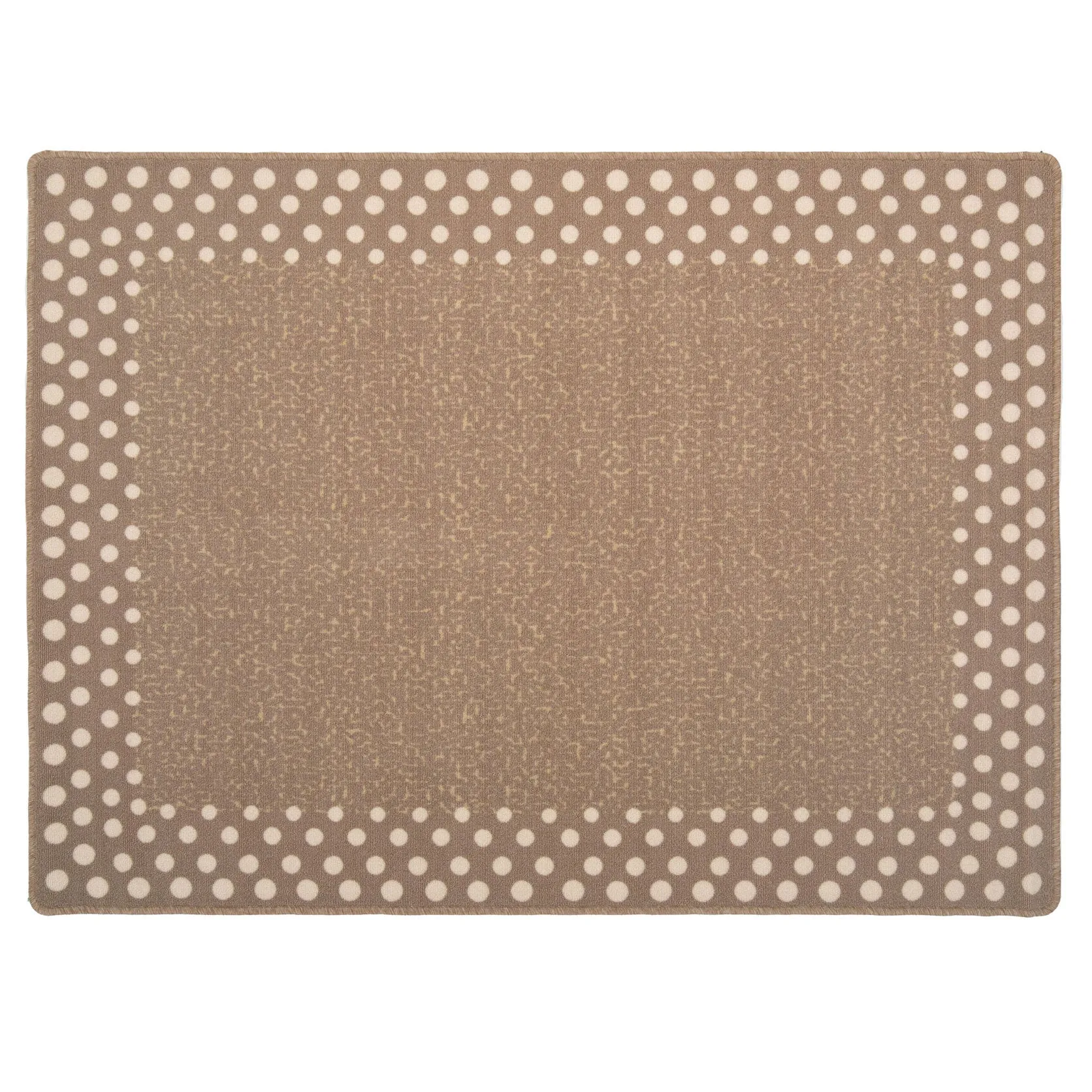 Washable Beige Polka Border Mat