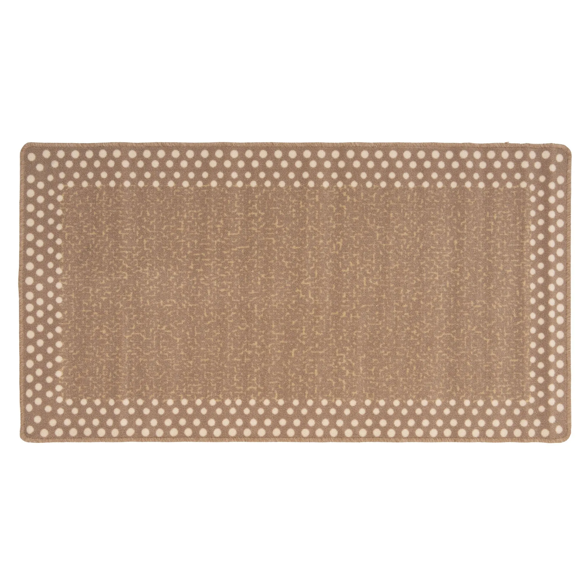 Washable Beige Polka Border Mat