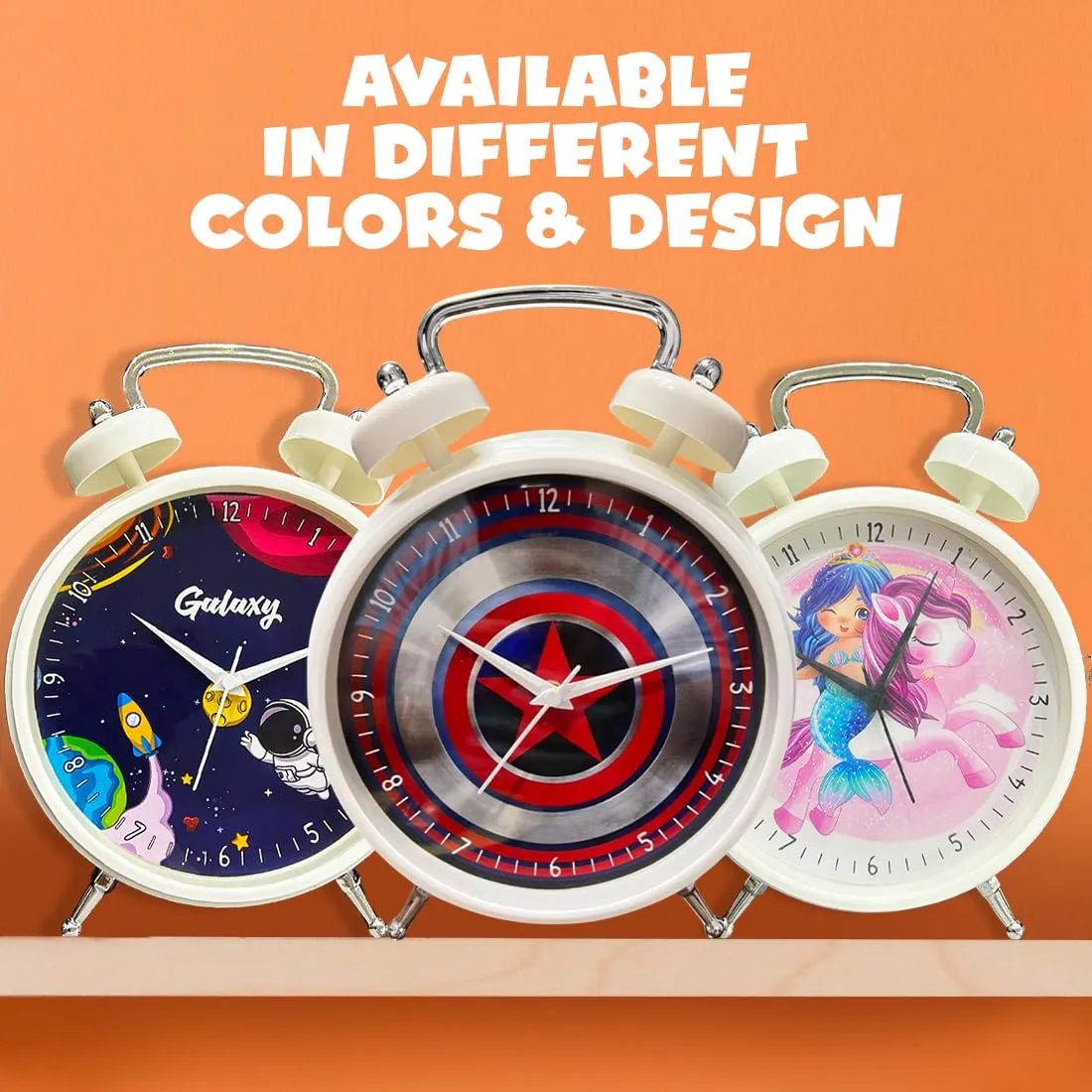 Wembley Star Theme Desk & Wall Clock Analogue Table Clock with Glass for Home/Bedroom/Living Room/Kitchen/Office - Multicolor