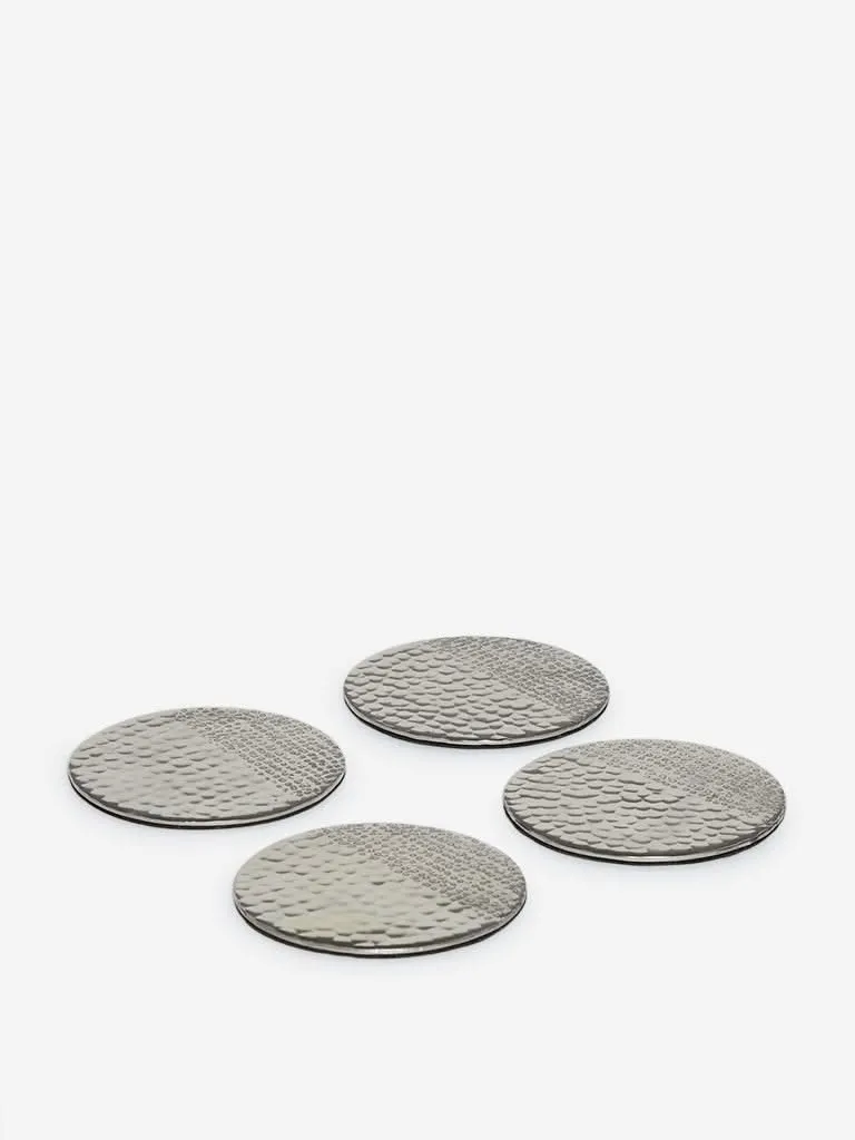 Westside Home Silver Hammered Coasters Set of Four