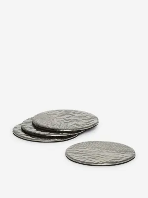 Westside Home Silver Hammered Coasters Set of Four