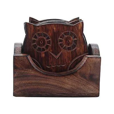 Wooden Coasters and Holder Stand- Set of 6