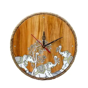 Wooden Unique Timepiece Fish Motif Clock | Natural | 10 × 0.5 × 10 in